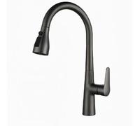 Grifo de cocina extraíble de latón caliente y frío, gris pólvora
