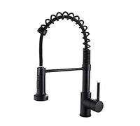 Grifo de Cocina extraíble, Mezclador de Agua fría y Caliente, grúa, grifos de Fregadero de Cocina Negros, grifos mezcladores, Estilo Primavera, manija única con aireador montado en Cubierta, Negro