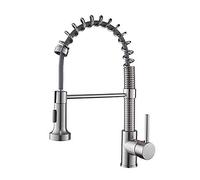 Grifo de Cocina extraíble, Mezclador de Agua fría y Caliente, grúa, grifos de Fregadero de Cocina Negros, grifos mezcladores, Estilo Primavera, manija única con aireador montado en Cubierta, níquel