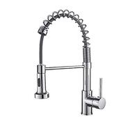 Grifo de Cocina extraíble, Mezclador de Agua fría y Caliente, grúa, grifos de Fregadero de Cocina Negros, grifos mezcladores, Estilo Primavera, manija única con aireador montado en Cubierta, Cromado