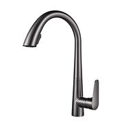 Grifo de cocina extraíble multifunción de latón giratorio caliente y frío, diseño telescópico, acabado moderno gris y blanco, perfecto para una fácil limpieza y cocción