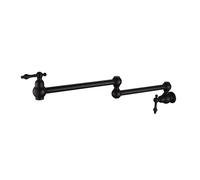 Grifo de Cocina Flexible, Grifo de llenado de olla con válvula de cierre doble montado en la pared con manijas de palanca de caño oscilante de doble articulación de 22"(Oil Rubbed Bronze)