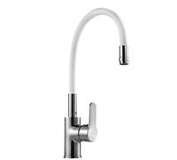 Grifo de Cocina Flexible, Monomando Fregadero Caño Alto Blanco