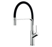 Grifo de cocina monomando de caño flexible con acabado negro mate y cromado Sena de Imex - Plateado / Latón / Imex