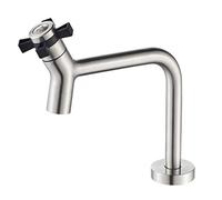 Grifo de cocina frío simple acero inoxidable, grifo fregadero un solo orificio con rueda mango arco alto for, baño, jardín y bar al aire libre, níquel cepillado, negro(Blanc)