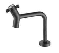 Grifo de cocina frío simple acero inoxidable, grifo fregadero un solo orificio con rueda mango arco alto for, baño, jardín y bar al aire libre, níquel cepillado, negro(Noir)