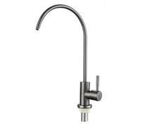 Grifo de Cocina Giratorio de 360° con Filtro de Agua, Grifo de ósmosis de Cuello de Cisne Simple, Acabado Gris, fácil instalación, diseño Moderno, Uso doméstico.