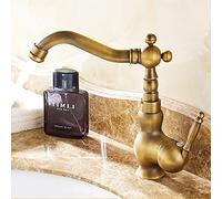 Grifo de cocina giratorio retro de porcelana azul y blanca, estilo europeo, agua caliente y fría, totalmente de cobre, estilo antiguo, corto