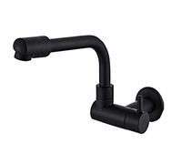 Grifo de Cocina Grifo de Cocina montado en la Pared Solo Agua fría Grifo de Fregadero Giratorio de latón Negro de 28 cm para Uso doméstico y Comercial y fácil de Instalar