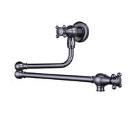 Grifo de cocina, grifo de llenado de ollas de oro cepillado, grifo de pared negro de un solo grifo de agua fría con caño plegable giratorio Comercial(Gray)