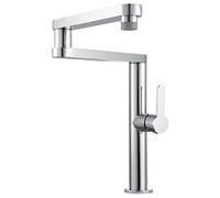 Grifo de cocina Grifo monomando for llenado de ollas, montaje en cubierta, caño giratorio de modo dual y plegable(Chrome)