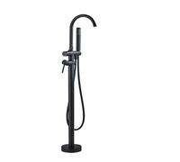 Grifo de cocina Grifo para bañera de baño de latón negro mate, grifos mezcladores de ducha para bañera independientes montados en el piso, caño giratorio para grúa de agua fría y caliente (color: