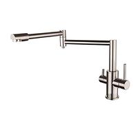 Grifo de Cocina Grifos de Fregadero de Cocina de ósmosis de rotación de Agua Potable de latón Plegable de 3 vías 3 en 1-Negro (Color: Negro)