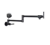 Grifo de cocina, Grifos para fregadero de cocina, Grifo for llenado de ollas de latón cromado, níquel negro, grifo de cocina montado en la pared, grifo de un solo orificio frío, caño plegable giratori
