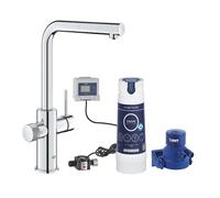 Grifo Grohe Blue Pure Minta para fregadero de cocina, con caño extraíble, con filtro de 5 fases tamaño S y contador de litros, cromo