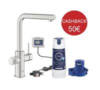 Grifo De Cocina Grohe Blue Pure Minta Cromo Cepillado Boca En L Con Ducha Y