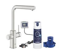 Grifo De Cocina Grohe Blue Pure Minta Cromo Cepillado Boca En L Con Ducha Y