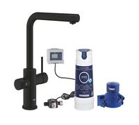 Grifo De Cocina Grohe Blue Pure Minta Negro Mate Boca En L Con Ducha Extraíble