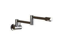 Grifo de cocina latón con caño doble junta, brazo articulado extensible y ducha pared. Monomando dos manijas Con control de flujo(Chrome A)