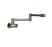 Grifo de cocina latón con caño doble junta, brazo articulado extensible y ducha pared. Monomando dos manijas Con control de flujo(Brushed A)