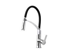 Grifo de cocina latón macizo con un solo mango, grifo fregadero orificio rociador extraíble cuello goma moderno giratorio 360 Rubb Resistente a Alta Presión(Nero,G9/16)