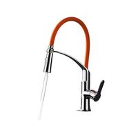 Grifo de cocina latón macizo con un solo mango, grifo fregadero orificio rociador extraíble cuello goma moderno giratorio 360 Rubb Resistente a Alta Presión(Oranje,G9/16)