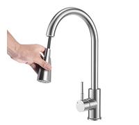 Grifo de Cocina Moderno con caño Giratorio de 60 Grados, rociador extraíble, Monomando, Acero Inoxidable, Mezclador de Agua fría y Caliente para Lavabo, ()