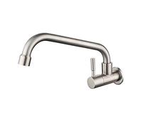 Grifo de cocina moderno montado en la pared para fregadero de agua fría, boquilla giratoria, grifos de acero inoxidable