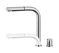 TEKA Grifo Cocina Monomando, Caño Bajo Retráctil, Maneral Extraíble, Giratorio, Aireador Anticalcáreo, Latiguillos Flexibles 3/8”, Cromo, Modelo AUK 983