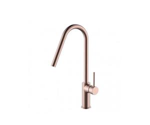 Grifo de cocina monomando de caño alto fabricado en latón oro rosa cepillado Kenia de Imex - Rosado / Latón / Imex