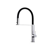 Grifo de cocina monomando de caño extra alto fabricado en latón cromado y negro Menorca de Imex - Plateado / Latón / Imex
