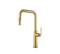 Grifo de cocina monomando extraíble con difusor doble jet de acabado oro cepillado Niza de Imex - Oro / Latón / Imex