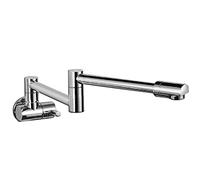 Grifo de cocina montada en la pared Fregadero de latón Extensible 360 ° Brazo de doble articulación con un solo mango de níquel cepillado Diseño moderno y duradero para su cocina LWX