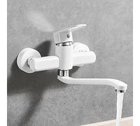 Grifo de Cocina montada en la Pared Grifo Grifo Giratorio de Doble Agujero de Metal Mezclador de Cocina Matrimonio de 30 cm (20 cm)