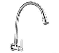 Grifo de cocina montado en la pared con boquilla giratoria de 360 grados | Aireador antisalpicaduras, mezclador de fregadero de aleación de zinc para balcón, lavadero y áreas de lavandería