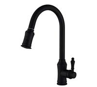 Grifo de cocina negro con pulverizador extraíble de latón con rotación de 360°, grifo caliente y frío, 2 modos, grifos de fregadero de cocina