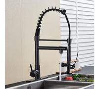Grifo de cocina negro con rociador extraíble, estilo comercial, grifo de fregadero de cocina de una sola manija con rociador ajustable, diseño moderno para uso doméstico