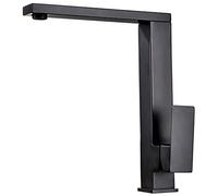 Grifo de cocina negro cuadrado giratorio grifo de agua fría y caliente grifo de acero inoxidable, negro