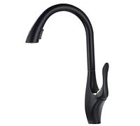 Grifo de cocina negro fregadero latón macizo con rociador doble función extraíble mezclador agua fría y caliente un solo mango arco alto