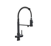 Grifo de cocina negro mate con filtro de agua, pulverizador extraíble de doble función, elegante mezclador giratorio para agua potable pura, grifo de fregadero moderno para uso doméstico