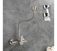 Grifo de cocina para montaje en pared, tipo oculto, acero inoxidable 304, grifo de fregadero caliente y frío, pistola pulverizadora, palanca única, lavandería, piscina, cocina, rotación universal