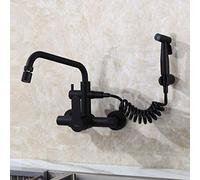 Grifo de cocina para montaje en pared, tipo oculto, acero inoxidable 304, grifo de fregadero caliente y frío, pistola pulverizadora, palanca única, lavandería, piscina, cocina, rotación universal