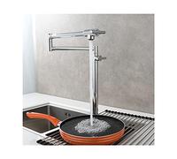 Grifo de cocina plegable de latón montado en puente, rociador de junta doble, grifo de fregadero de un solo agujero, ideal para llenar ollas y uso en la cocina y diseño elegante