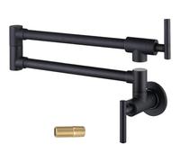 Grifo de cocina plegable Grifo de cocina un solo orificio, dos manijas, pared, con brazo oscilante, plegable y extensible, boquilla doble for llenado ollas fregadero, color negro(Black)