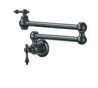Grifo de cocina, relleno de maricón de cocina de la olla doble boquiabierto de doble articulación plegable brazo columpio estirable, metal de la pared un solo mango de dos manijas de fregadero de