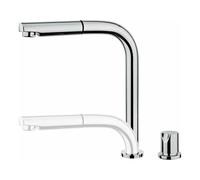 TEKA Grifo Cocina Monomando, Caño Bajo Retráctil, Maneral Extraíble, Giratorio, Aireador Anticalcáreo, Latiguillos Flexibles 3/8”, Cromo, Modelo AUK 983