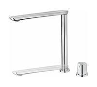 TEKA Grifo Cocina Monomando, Bajo Ventana, Caño Bajo Giratorio Retráctil, Aireador Anticalcáreo, 2 orificios ø 35 mm, Latiguillos Flexibles 3/8", Cromo, Mod. FO 985
