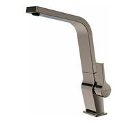 TEKA Grifo Cocina Monomando, Caño Alto Giratorio, Aireador Anticalcáreo, Superficie PVD, Latiguillos Flexibles 3/8” y 1/2”, Metallic Edition ICC 915 Titanium