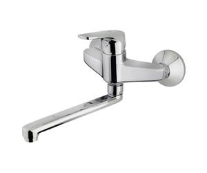 Grifo de Cocina Teka MTP 025 Monomando Mural Cromo Caño Giratorio 200mm Aireador Anticalcáreo