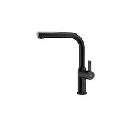 TEKA Grifo Cocina Monomando, Caño Alto Giratorio 360°, Maneral Extraíble, Aireador Antical, Manguera Flexible, Acabado Negro, Modelo OVAL 938